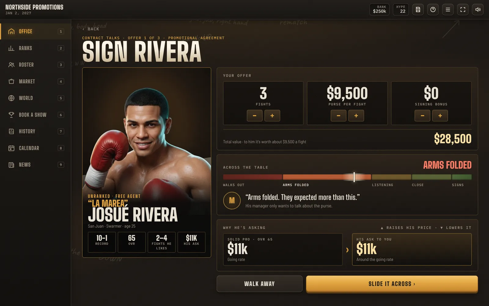 Contract talks with Josué Rivera across the table