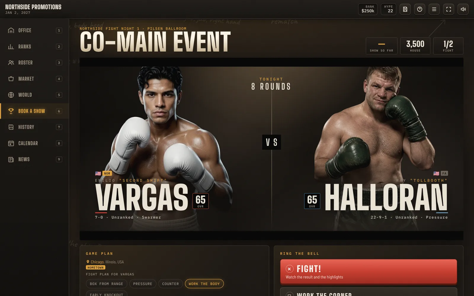 Fight night face-off between Vargas and Halloran